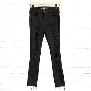 Hollister High Rise Super Skinny Jeans Distressed Black Denim Size 1/25 Regular